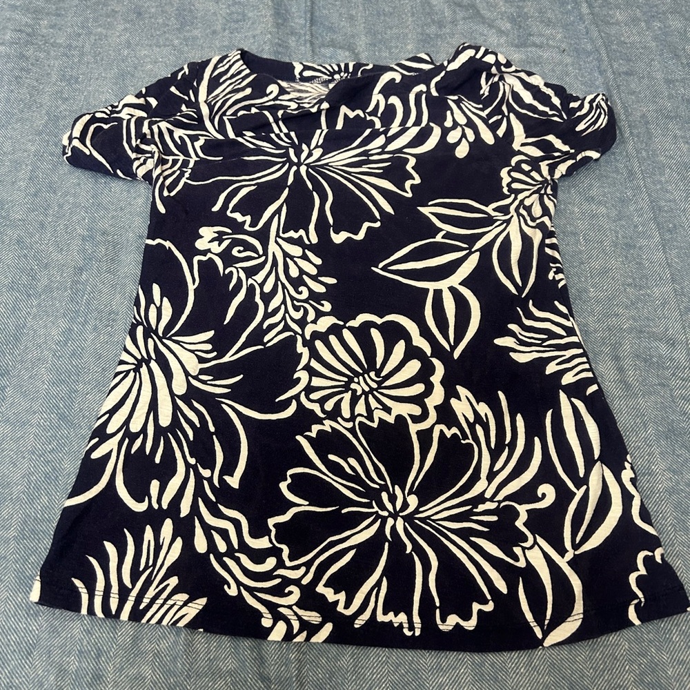Lilly Pulitzer Navy and White Floral Top